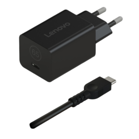 Lenovo GaN Nano 65W Adapter -EU Connectivity: 2pin/3pin Charging Port: Type-C Color: Black Package Type : Brown Box LENOVO - 1