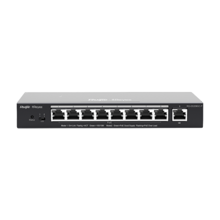 Switch 8 porturi PoE+ RJ45 Gigabit, 1 port uplink RJ45 Gigabit, L2 Cloud Management - Ruijie RG-ES209GC-P Ruijie Networks - 1