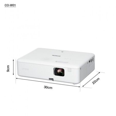 Proiector Epson CO-W01, 3LCD, 3.000 lumeni/ 2.000 Ecomode, WXGA, HD ready, 16:10, lampa 6.000 ore/ 12.000 ore Economy mode, core