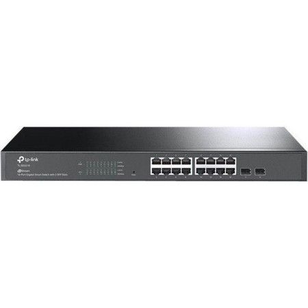 "JetStream™ 16-Port Gigabit Smart Switch with 2 Gigabit SFP Slots PORT: 16× Gigabit RJ45 Ports, 2× Gigabit SFP Slots SPEC: 1U 19