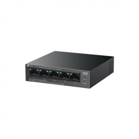 "5-Port Gigabit Desktop Switch with  4-Port PoE+ PORT: 4× Gigabit PoE+ Ports, 1× Gigabit Non-PoE Port SPEC: 802.3af/at, 65 W PoE