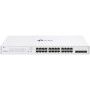 Switch TP-Link cu 28 de porturi, 24× Gigabit 802.3af/at PoE+ ports si 4× Gigabit SFP slots, capacitate switch 56 Gbps, dimensiun