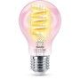 Bec LED RGB inteligent Philips Filament Bulb A60, Wi-Fi, E27, 6.3W(40W) ,470 lm, lumina alba si color (2200-6500K) PHILIPS SMART