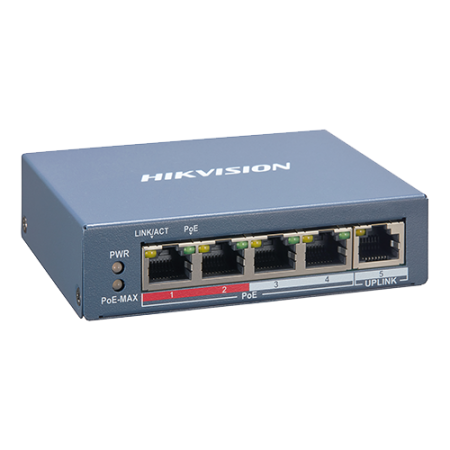 Switch 4 porturi PoE, 1 port uplink RJ45, SMART Management - HIKVISION DS-3E1105P-EI HIKVISION - 1