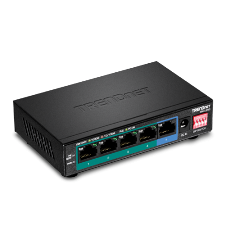 Switch 4 porturi Gigabit Long Range 200m PoE+, 1 port Gigabit - TRENDnet TPE-LG50 TRENDnet - 1