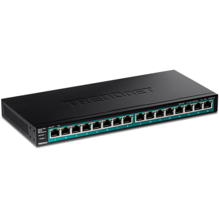 Switch 16 porturi Gigabit PoE/PoE+ 120W - TRENDnet TPE-TG161H TRENDnet - 1