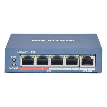 Switch 4 porturi 100 Mb PoE, 1 port uplink RJ45 100 Mb, SMART Management - HIKVISION DS-3E1105P-EI-M HIKVISION - 1