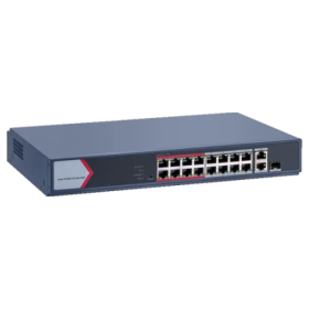 Switch 16 porturi PoE 100Mbps, 1 port Gigabit combo, 1 Gigabit RJ45, SMART Management - HIKVISION DS-3E1318P-EI-M HIKVISION - 1