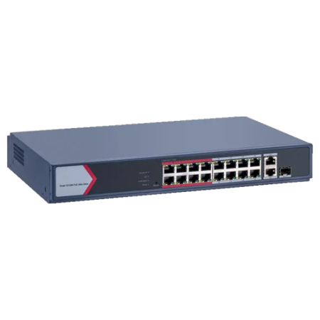 Switch 16 porturi PoE 100Mbps, 1 port Gigabit combo, 1 Gigabit RJ45, SMART Management - HIKVISION DS-3E1318P-EI-M HIKVISION - 1