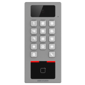 Terminal control acces si interfon cu tastatura si cititor card, rezolutie 2MP, Wi-Fi, RS485, Alarma - HIKVISION DS-K1T502DBWX-C