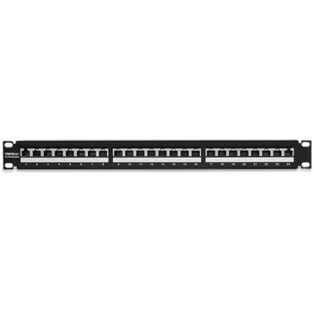 Patch Panel 24 porturi RJ45, Cat6a, Ecranat, 1U - TRENDnet TC-P24C6AS TRENDnet - 1