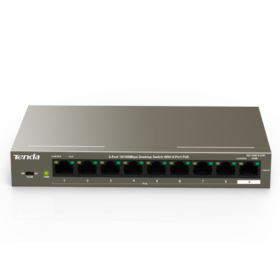 Switch 8 porturi PoE, 1 port uplink RJ45, 10/100Mbps - TENDA TND-TEF1109P-8-63W TENDA - 1