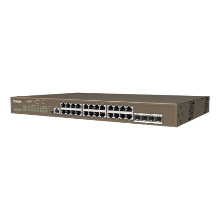 Switch 24 porturi PoE Gigabit, 1 port consola, 4 port SFP Gigabit, management - TENDA TND-TEG5328P-24-410W TENDA - 1