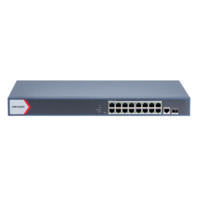 Switch 16 porturi PoE Gigabit, 1 porturi RJ45 Gigabit, 1 port SFP Gigabit, Smart Management - HIKVISION DS-3E1518P-EI HIKVISION 