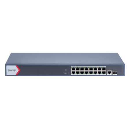 Switch 16 porturi PoE Gigabit, 1 porturi RJ45 Gigabit, 1 port SFP Gigabit, Smart Management - HIKVISION DS-3E1518P-EI HIKVISION 