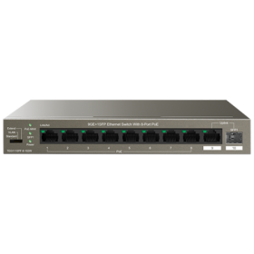 Switch 8 porturi Gigabit PoE, 1 port Uplink Gigabit, 1 port SFP Uplink Gigabit - Tenda TND-TEG1110PF-8-102W TENDA - 1