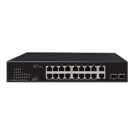 Switch 16 porturi PoE Gigabit, uplink 2xRJ45 + 2xSFP Gigabit - UNV NSW2010-18GT2GP-POE-IN UNIVIEW - 1