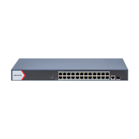 Switch 24 porturi PoE Gigabit, 1 port SFP Gigabit, 1 port RJ45 Gigabit, 1U, management - HIKVISION DS-3E1526P-EI-M HIKVISION - 1