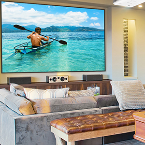 a projector in a living room
