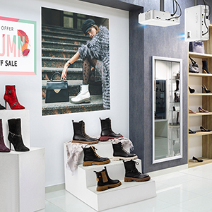 a storefront featuring both landscape and portrait mounting orientations